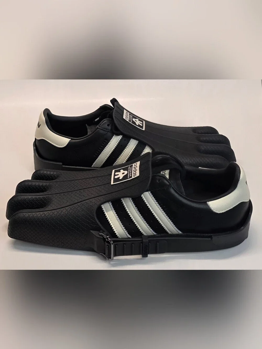 adidas Men’s Black Swim Fins with White Stripe Accents